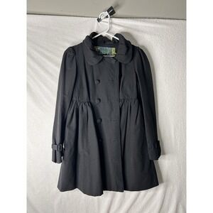 Black Ruffle Collar Coat Medium formal black tie fall Women's Jacket Cute Coat!
